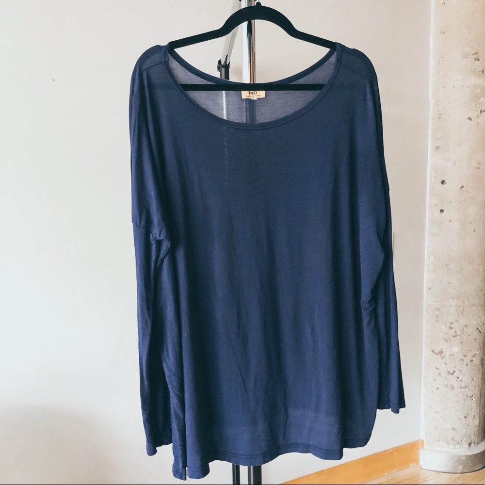 PIKO Long Sleeve Top. Navy, Oversized, Comfy Tunic